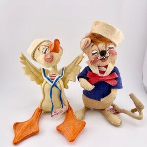 ⚓ Annalee 1989–1990 Sailor Mouse & Sailor Duck Set – Vintage
